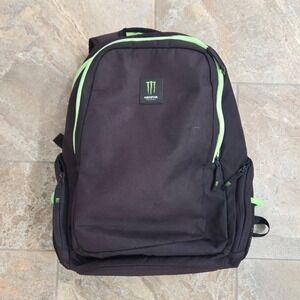 Monster‎ Energy Backpack Black Lime Green Logo Travel School Laptop Book Bag